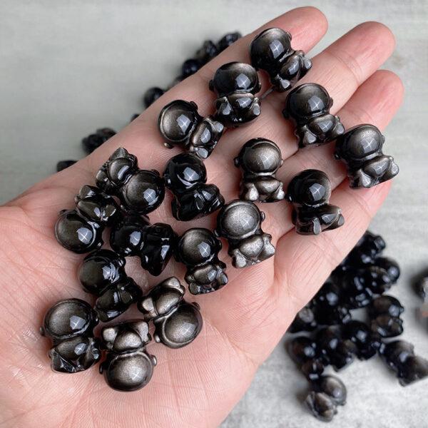 2 pcs / 5 pcs astronaut shape natural silver obsidian bead - Image 2