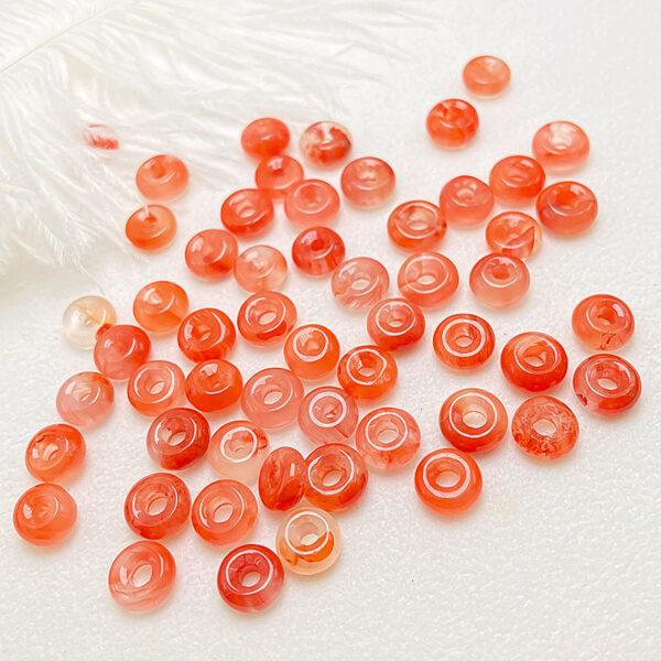 5 - 11 mm ring shape natural orange red agate bead - Image 2