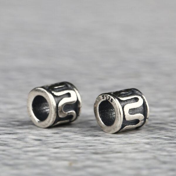 snake pattern tube shape s925 sterling silver bead, oxidized silver tube bead - Image 2