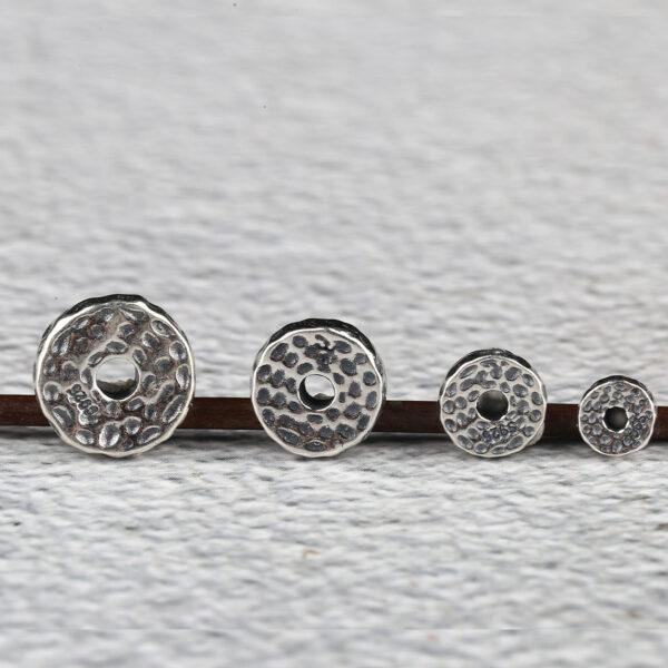 small pits pattern gasket shape s925 sterling silver bead, oxidized silver gasket bead - Image 2
