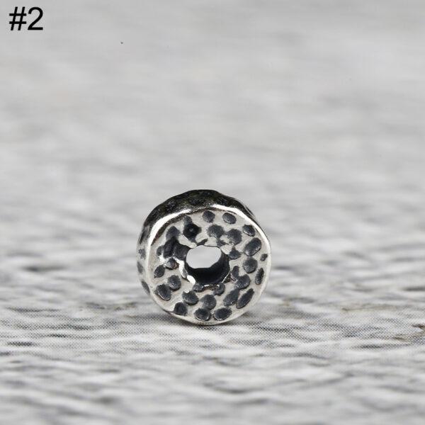 small pits pattern gasket shape s925 sterling silver bead, oxidized silver gasket bead - Image 7