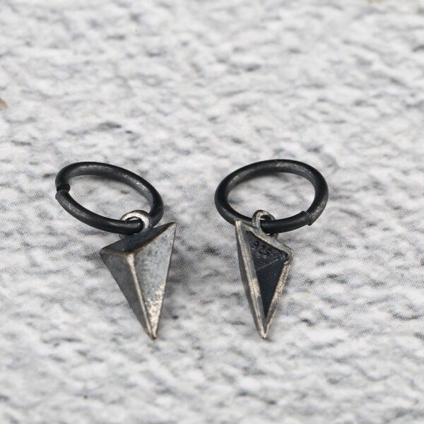 simple triangular pyramid shape s925 sterling silver charm bead, oxidized silver pyramid charm - Image 3