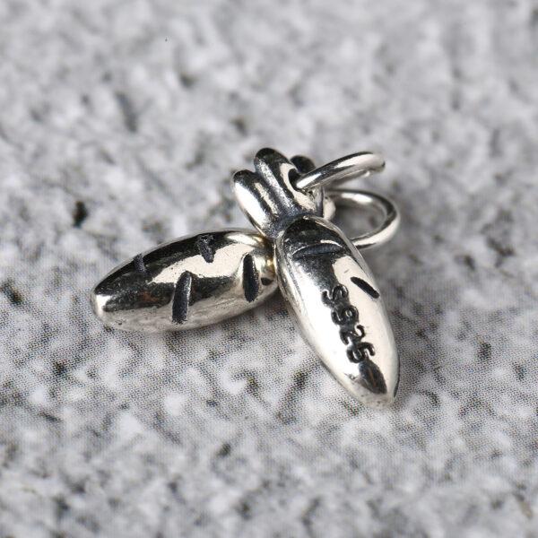 carrot shape s925 sterling silver charm bead, oxidized silver carrot charm - Image 2