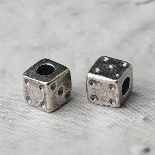 dice shape s925 sterling silver bead, oxidized silver dice bead - Image 2