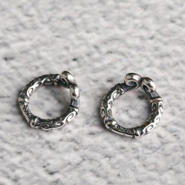 Monkey King's Headband shape s925 sterling silver bead, oxidized silver ring bead - Image 2
