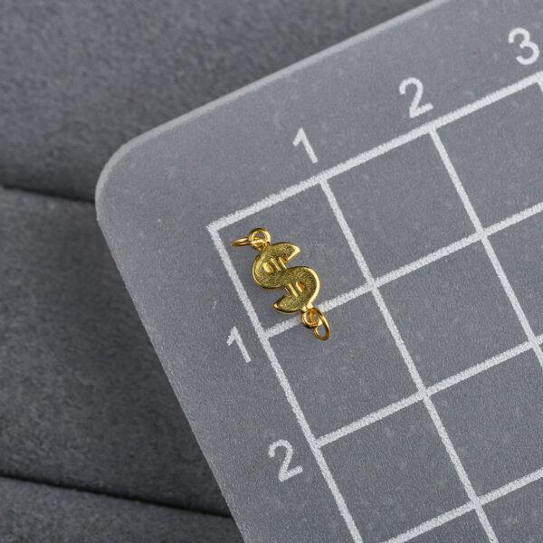 US dollar shape gild s925 sterling silver charm bead, golden dollar charm - Image 2