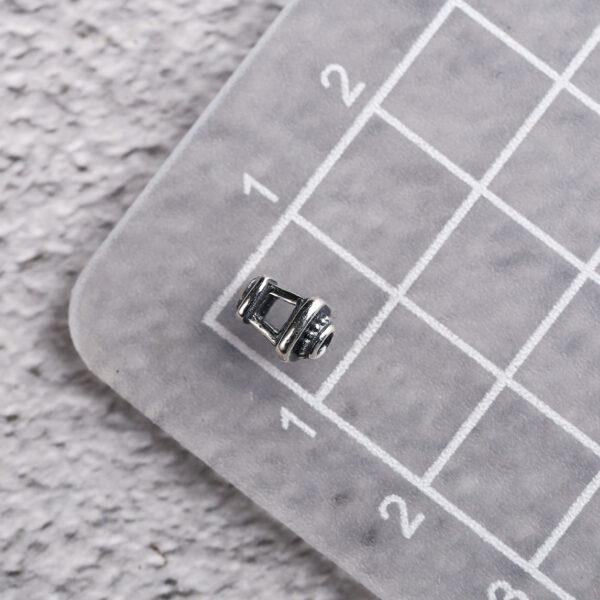 hollow tower shape s925 sterling silver bead, oxidized silver ring bead - Image 2
