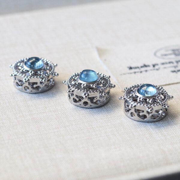 hollow star shape natural aquamarine bead inlaid copper bead - Image 2