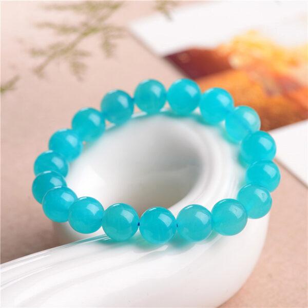 5mm - 11mm round shape 7A genuine natural amazonite beaded bracelet - Image 2