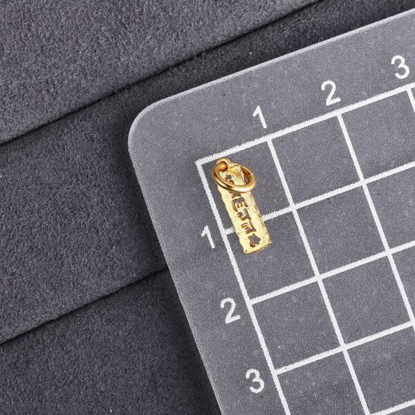 hollow Buddhist six-syllable mantra pattern rectangle shape gild s925 sterling silver charm bead, golden rectangle charm - Image 2