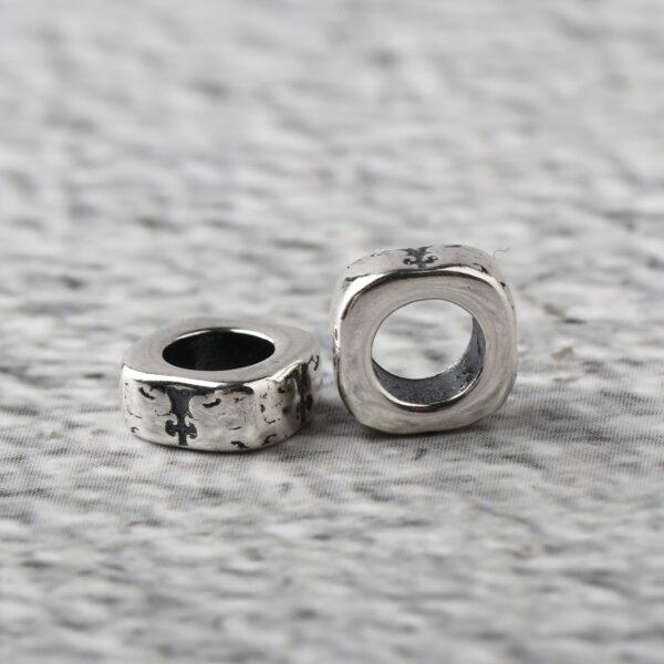 abstract beast pattern ring shape s925 sterling silver bead, oxidized silver ring bead - Image 2