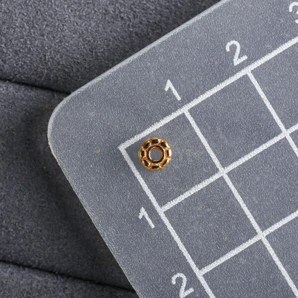 cracks pattern rondelle shape gild s925 sterling silver bead, golden rondelle bead - Image 2
