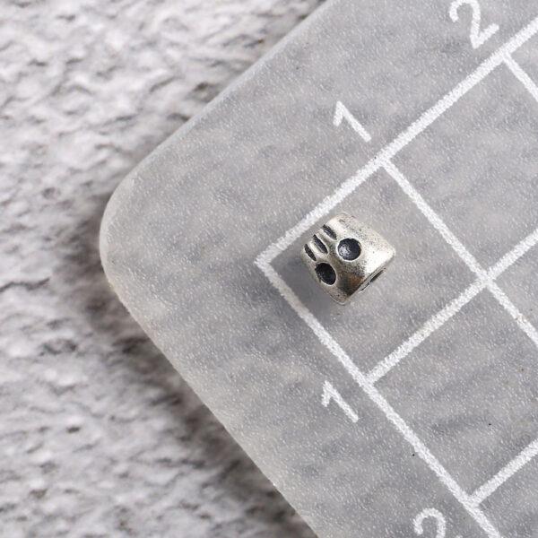 abstract face pattern drum shape s925 sterling silver bead, oxidized silver drum bead - Image 2