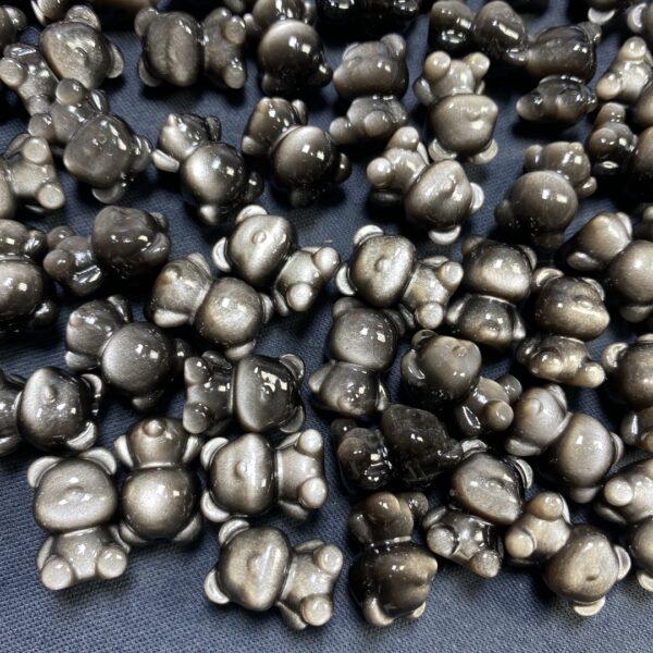 5 pcs / 10 pcs cute bear shape natural silver obsidian bead - Image 2