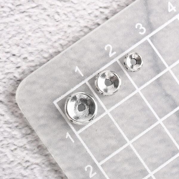 Buddhist six-syllable mantra pattern gasket shape s925 sterling silver bead, oxidized silver gasket bead - Image 2