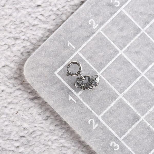 nice fish shape s925 sterling silver charm bead, oxidized silver fish charm - Image 2