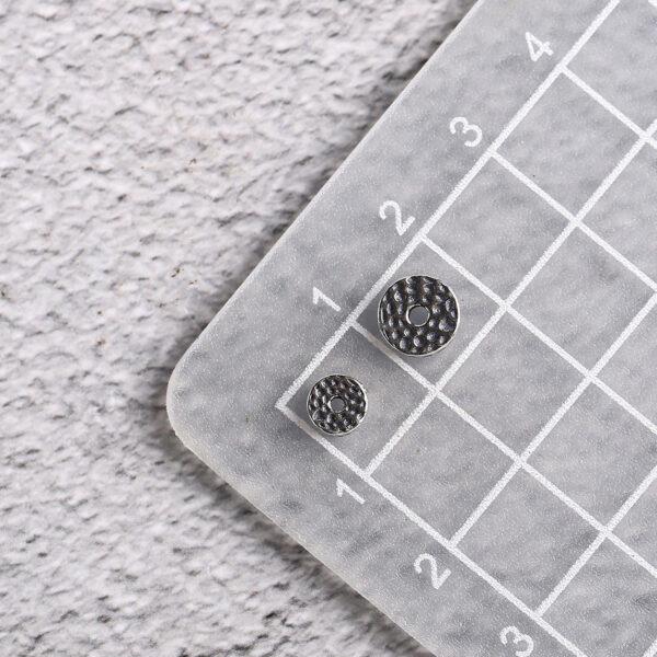 small pits pattern gasket shape s925 sterling silver bead, oxidized silver gasket bead - Image 2