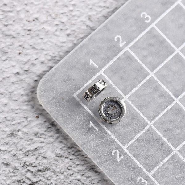 Buddhist six-syllable mantra pattern gasket shape s925 sterling silver bead, oxidized silver gasket bead - Image 2