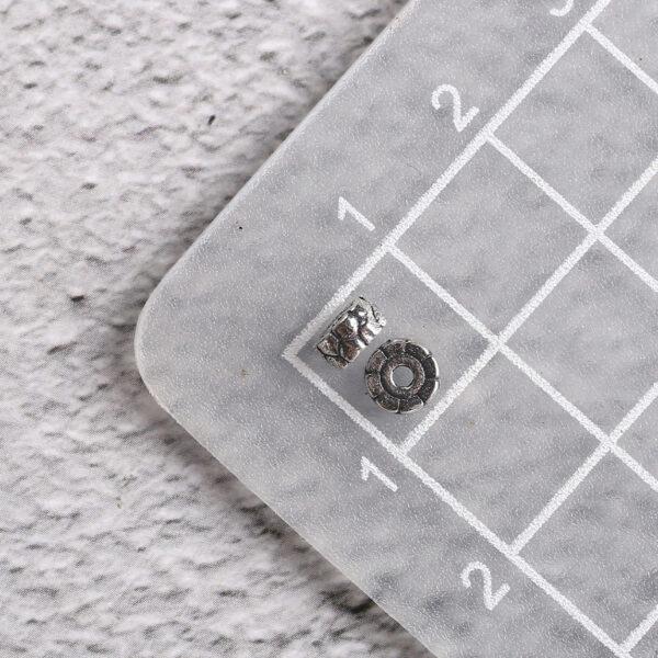 Cracking surface rondelle shape s925 sterling silver bead, oxidized silver rondelle bead - Image 2