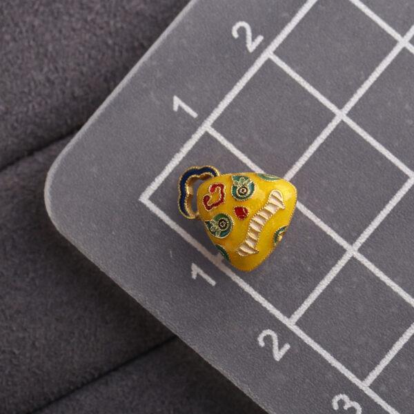 beast pattern triangle shape gild sterling silver charm bead, enamel beast charm - Image 2