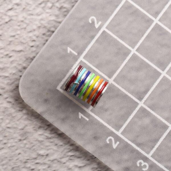 rainbow strips tube shape sterling silver bead, enamel tube bead - Image 2