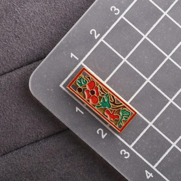 hollow peony flower pattern rectangle shape gild sterling silver bead, enamel flower bead - Image 2