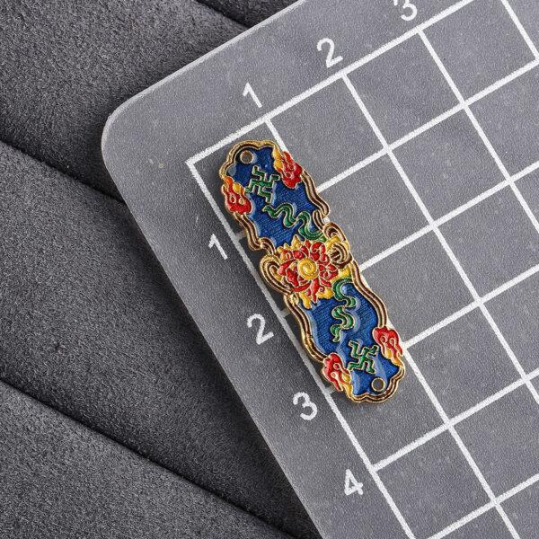 flowers pattern rectangle shape gild sterling silver bead, enamel flowers bead - Image 2