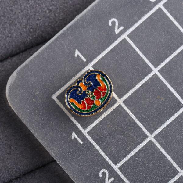 bat pattern oval shape gild sterling silver bead, enamel oval bead - Image 2