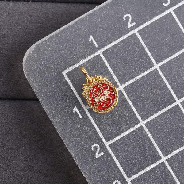 dragon pattern round shape gild sterling silver charm bead, enamel dragon charm - Image 2