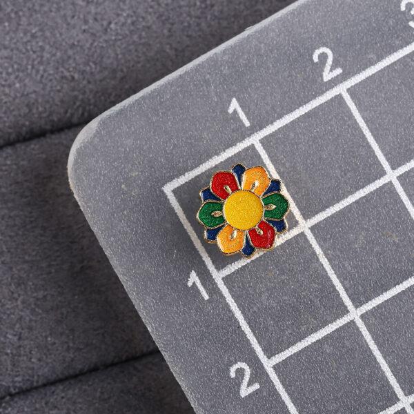 colorful flower shape gild sterling silver bead, enamel flower bead - Image 2