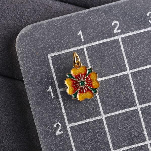four leaf clover shape gild sterling silver charm bead, enamel flower charm - Image 2