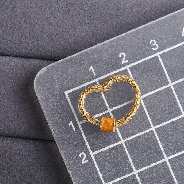 vine pattern heart shape gild s925 sterling silver clasp, enamel hook clasp findings - Image 2