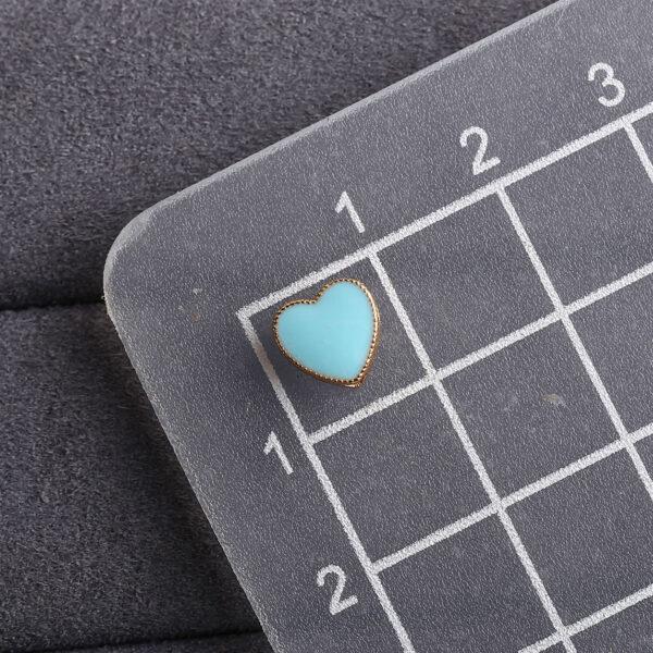 heart shape gild sterling silver bead, enamel heart bead - Image 2