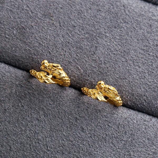 dragon pattern ring shape gild s925 sterling silver bead, golden dragon bead - Image 5