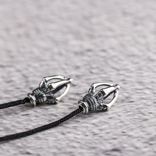 retro hollow flower shape s925 sterling silver clasp bead, oxidized silver flower clasp - Image 3