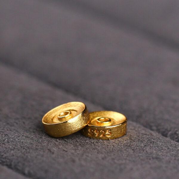 simple rondelle shape gild s925 sterling silver bead, golden rondelle bead - Image 3