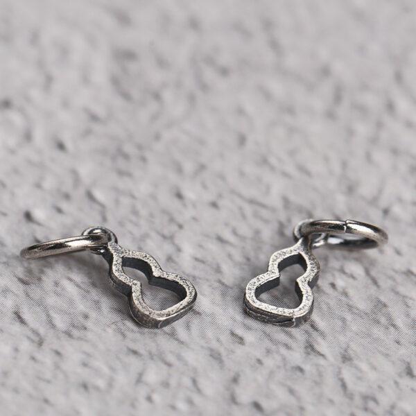 simple gourd shape s925 sterling silver charm bead, oxidized silver gourd charm - Image 3