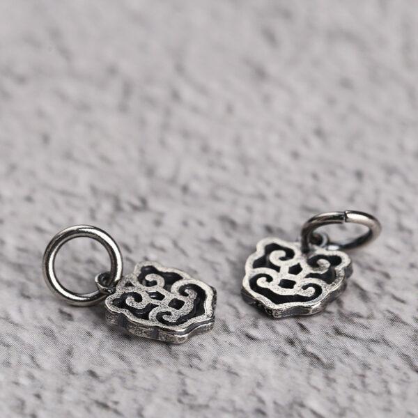 hollow flower shape s925 sterling silver charm bead, oxidized silver flower charm - Image 3