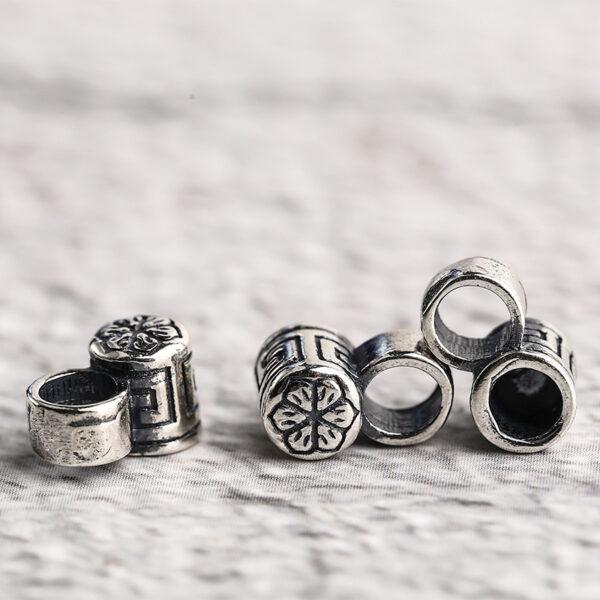 lotus flower pattern s925 sterling silver clasp bead, oxidized silver flower clasp - Image 3