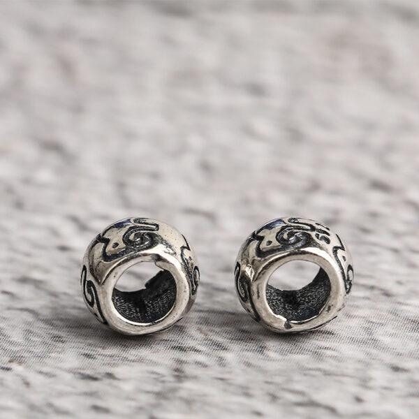 elephant pattern oval shape s925 sterling silver bead, oxidized silver oval bead - Image 3