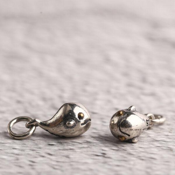 cute whale shape s925 sterling silver charm bead, oxidized silver whale charm - Image 3