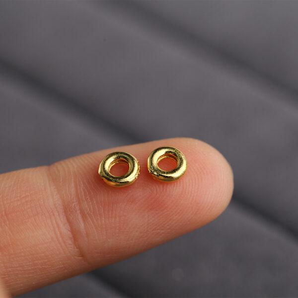 simple ring shape gild s925 sterling silver bead, golden ring bead - Image 3