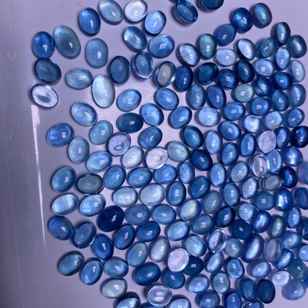 10 pcs simple flat bottom oval shape natural aquamarine bead - Image 3