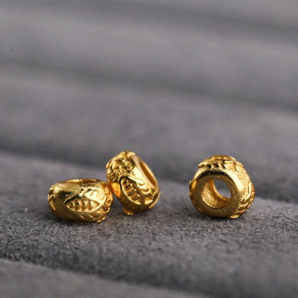fish pattern rondelle shape gild s925 sterling silver bead, golden rondelle bead - Image 3