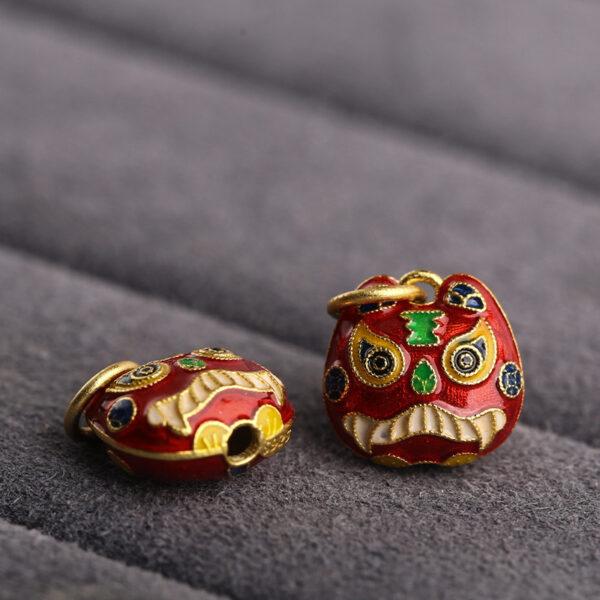 cute tiger shape gild sterling silver charm bead, enamel tiger charm - Image 3