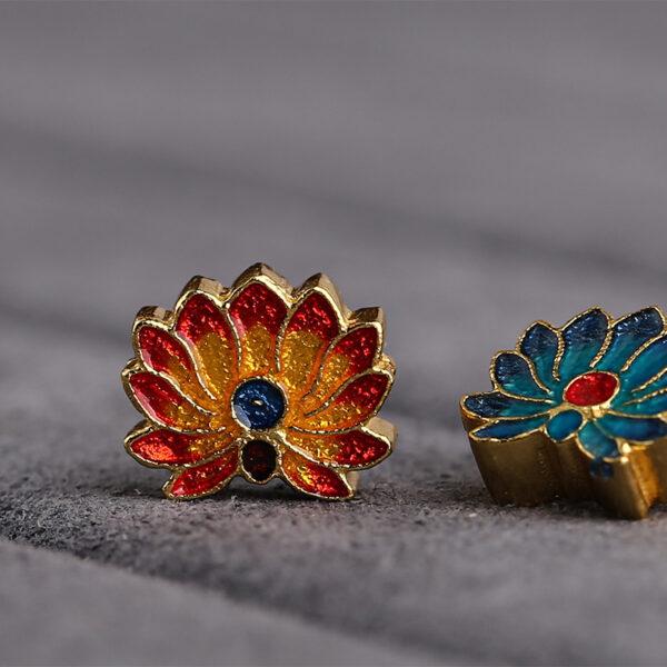 nice lotus flower shape gild sterling silver bead, enamel flower bead - Image 3