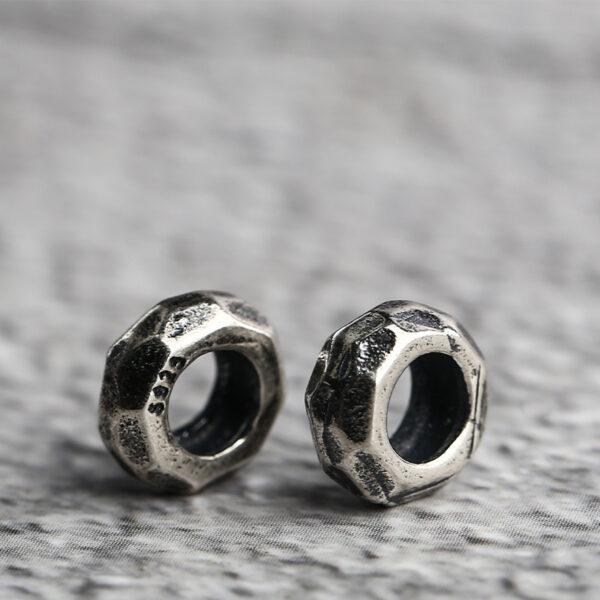 screw cap shape s925 sterling silver bead, oxidized silver screw cap bead - Image 3