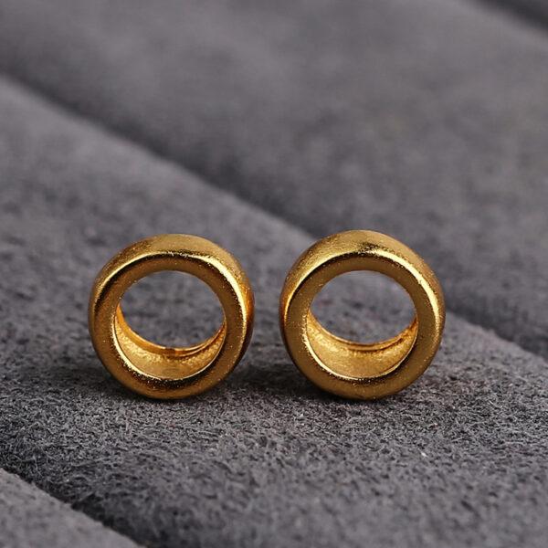 round spots pattern ring shape gild s925 sterling silver bead, golden ring bead - Image 3