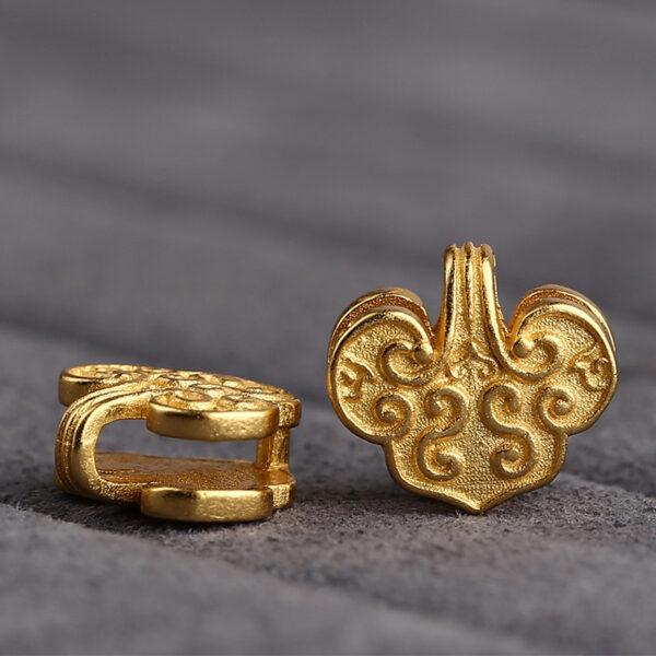 cloud pattern heart shape gild s925 sterling silver clip bead, golden clip - Image 3