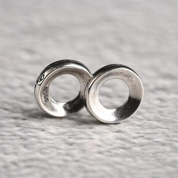 simple line pattern ring shape s925 sterling silver bead, oxidized silver ring bead - Image 3